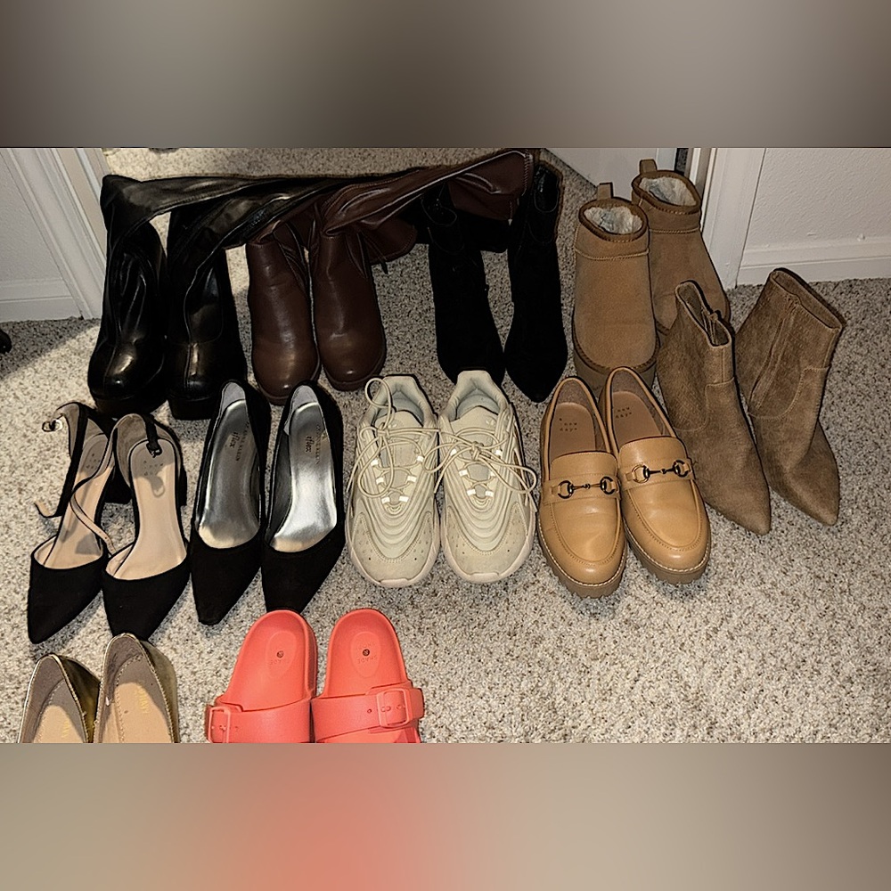 Women’s shoes; boots, heels, running shoes, slides